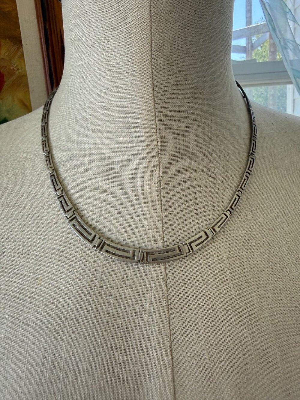 Vintage 70's Sterling 925 Silver Greek Key Graduated Necklace 20.5" long 21 g - Picture 11 of 14
